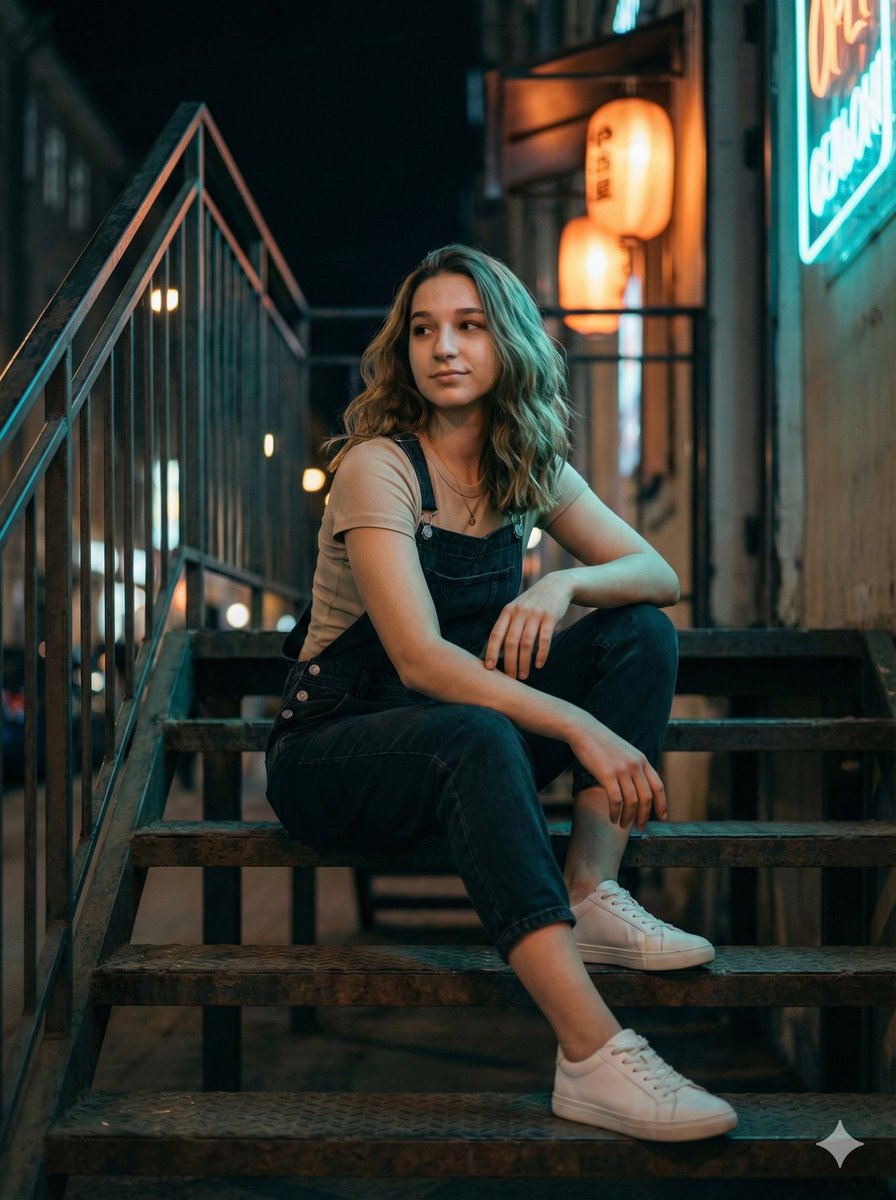 Cinematic Night Portrait of Urban Woman