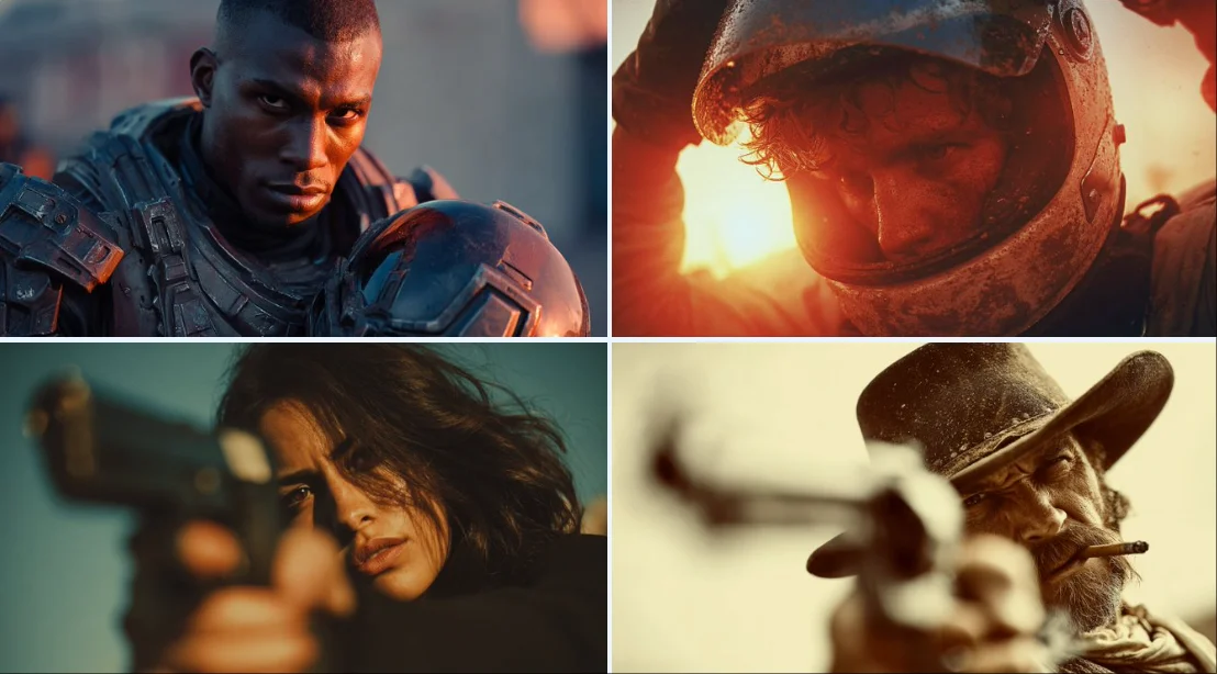 Cinematic Shot: Detailed Character Description, Camera Angle, Lighting Type, Color Palette, Close-Up, 35mm Fil