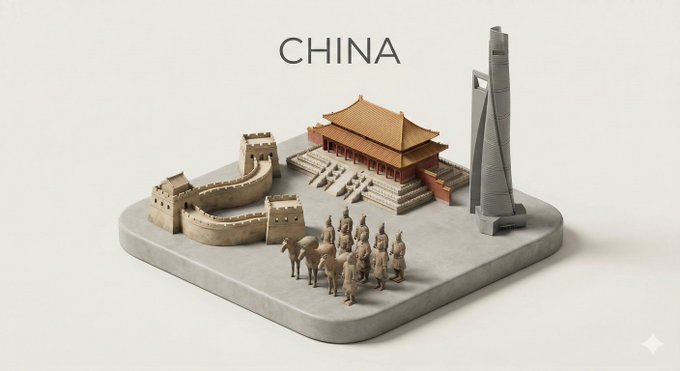 Clean Minimal 3D Isometric Diorama of Landmarks