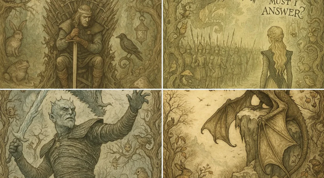 Convert Image into a 1920s Fairy Tale Illustration in Arthur Rackham Style