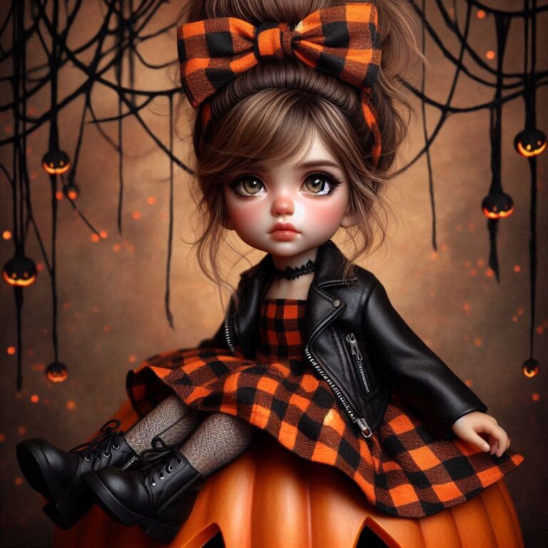 Little Girl Sitting on Jack-o-Lantern