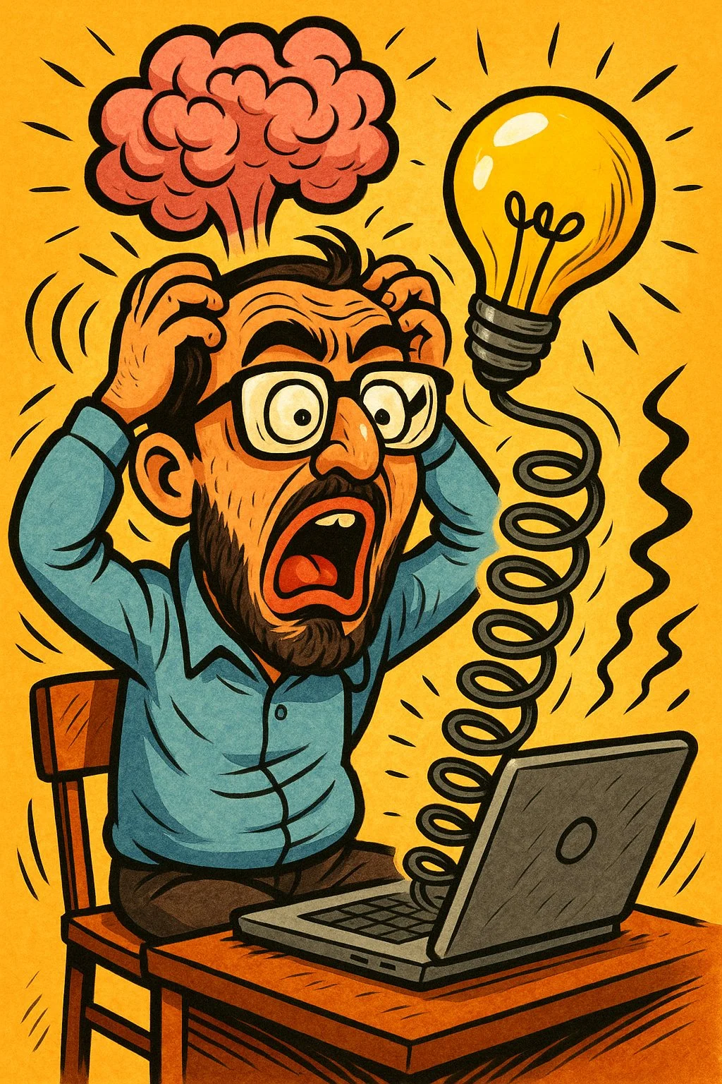 Create a humorous and satirical image based on my personality and past interactions