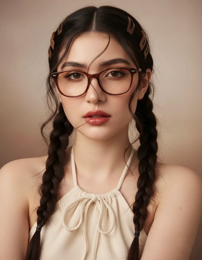 Create a Hyperrealistic and High-Quality Close-Up Portrait of a Styling Young Woman