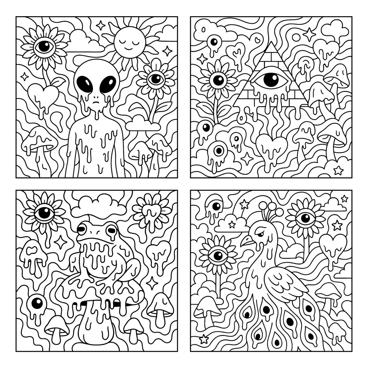 Create a Psychedelic Black and White Coloring Page