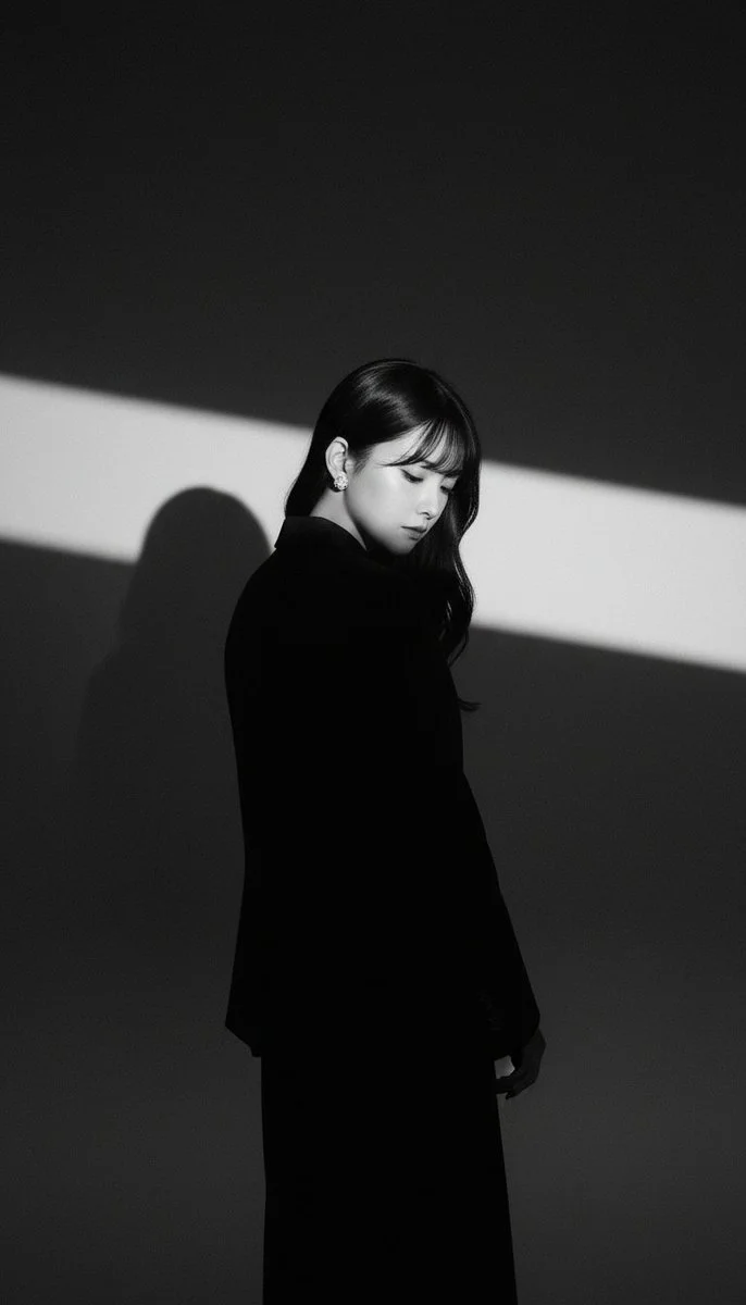 Dramatic Black and White Studio Portrait