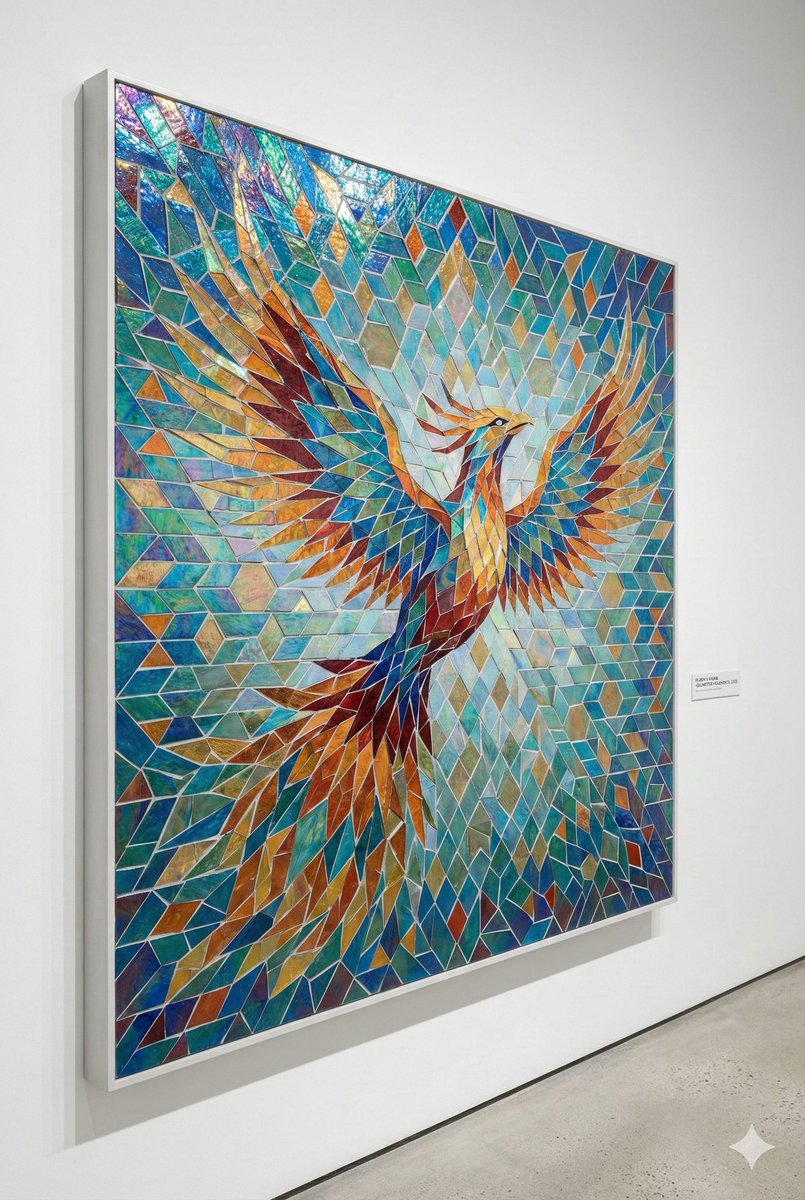 Dynamic Mosaic Phoenix Art