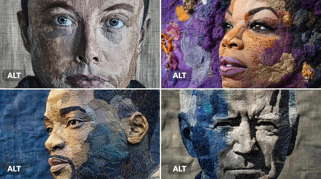 Embroidered Portrait: [Subject] with [Colors] Thread on Deep Linen