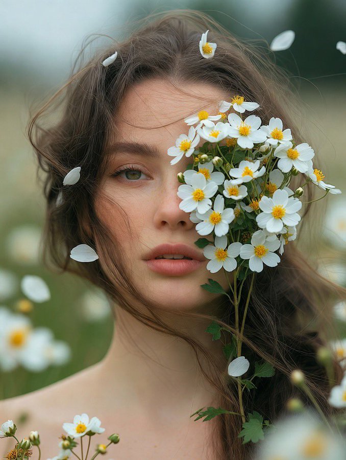 Ethereal Flower Girl Portrait, Dreamy Spring