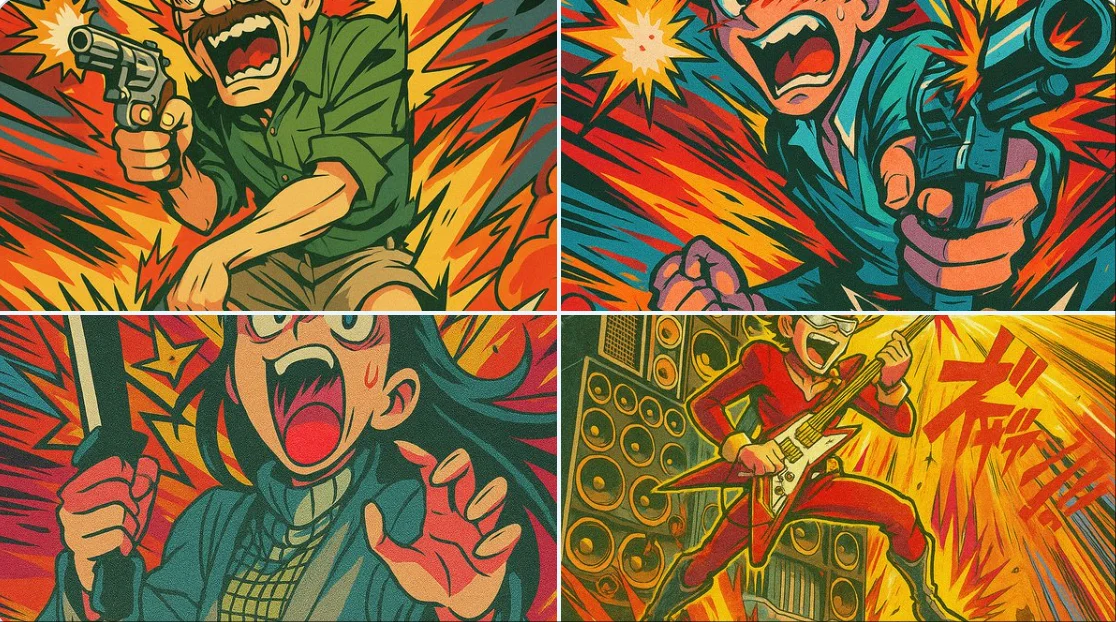 Exaggerated Anime Illustration in Trigger/Gainax Style