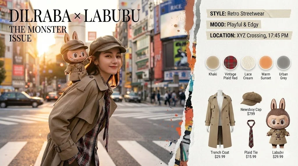Fashion Magazine Spread Generation for 'Double Exposure: Urban Odyssey'