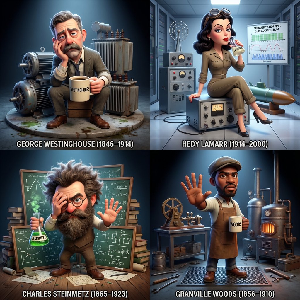 Generate a 2x2 Grid of Pixar-Style 3D Character Dioramas Highlighting Overlooked Contemporaries
