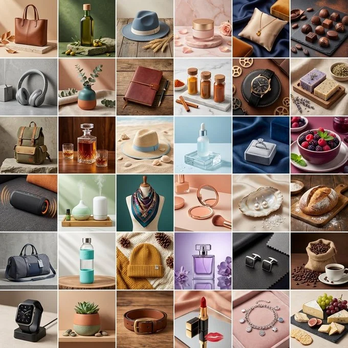 Generate a 6x6 Grid of Professional Product Photography