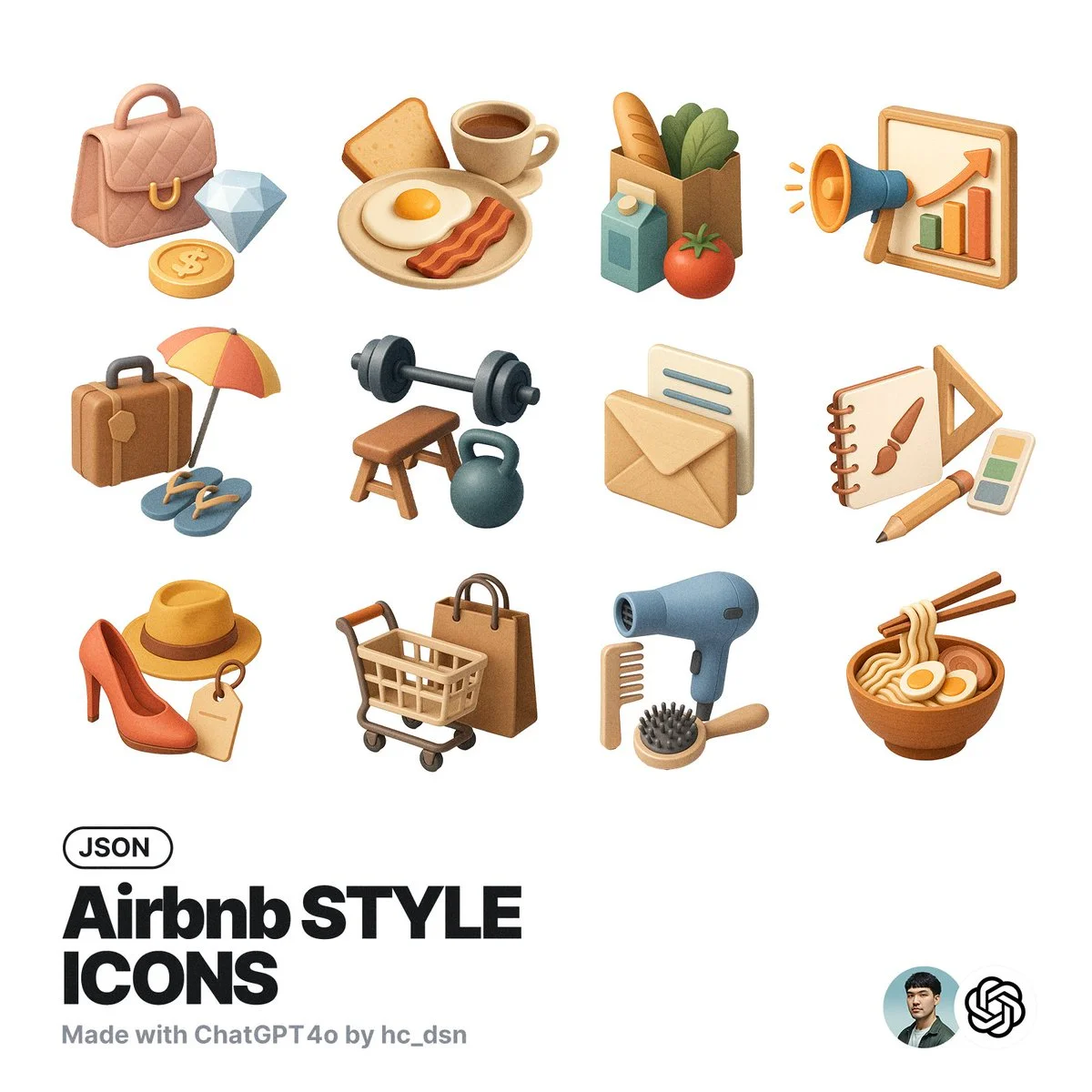 Generate concept icon with JSON style design