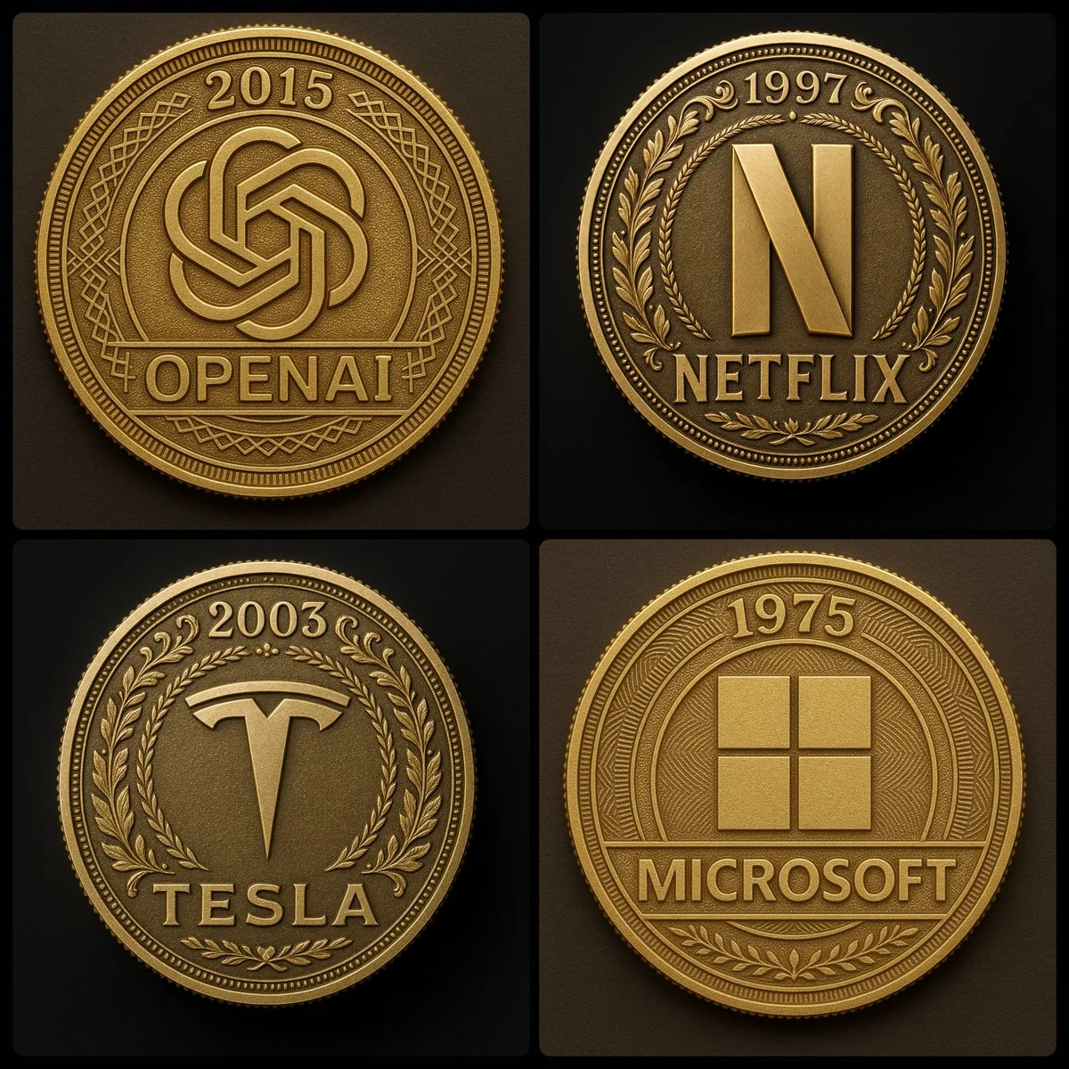 Gold Coin Photo with Company Logo and Year