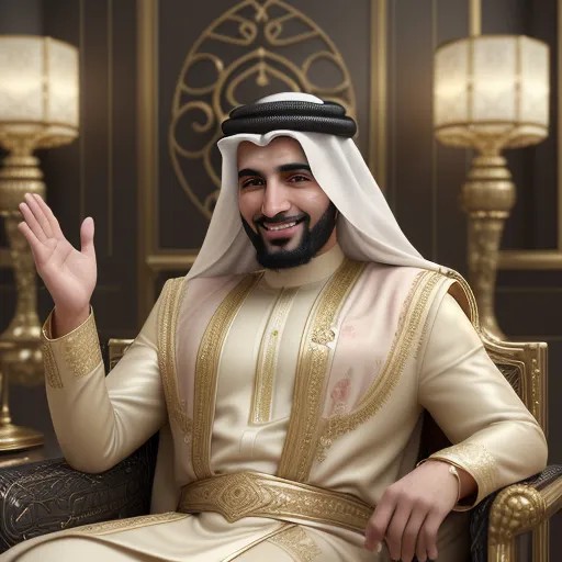 3D Rendering of Wealthy Arab Sheikh in Luxury