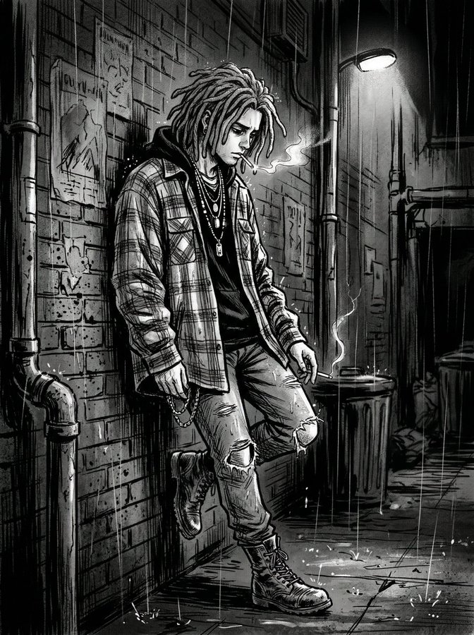 Gritty 90s Grunge Manga Art
