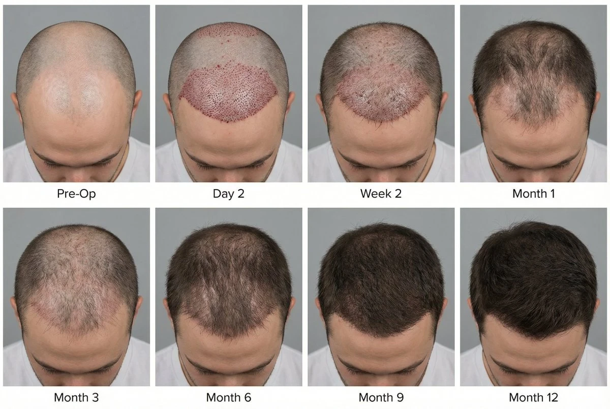 Hair Transplant Progression: From Pre-Op to Final Result