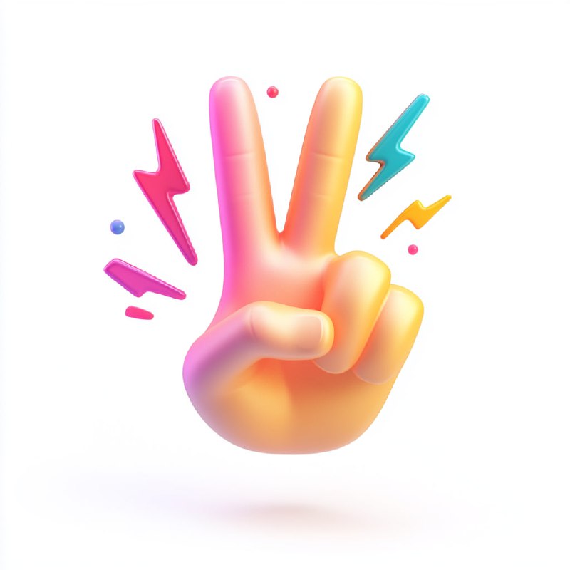 Chubby Peace Sign Hand 3D Icon