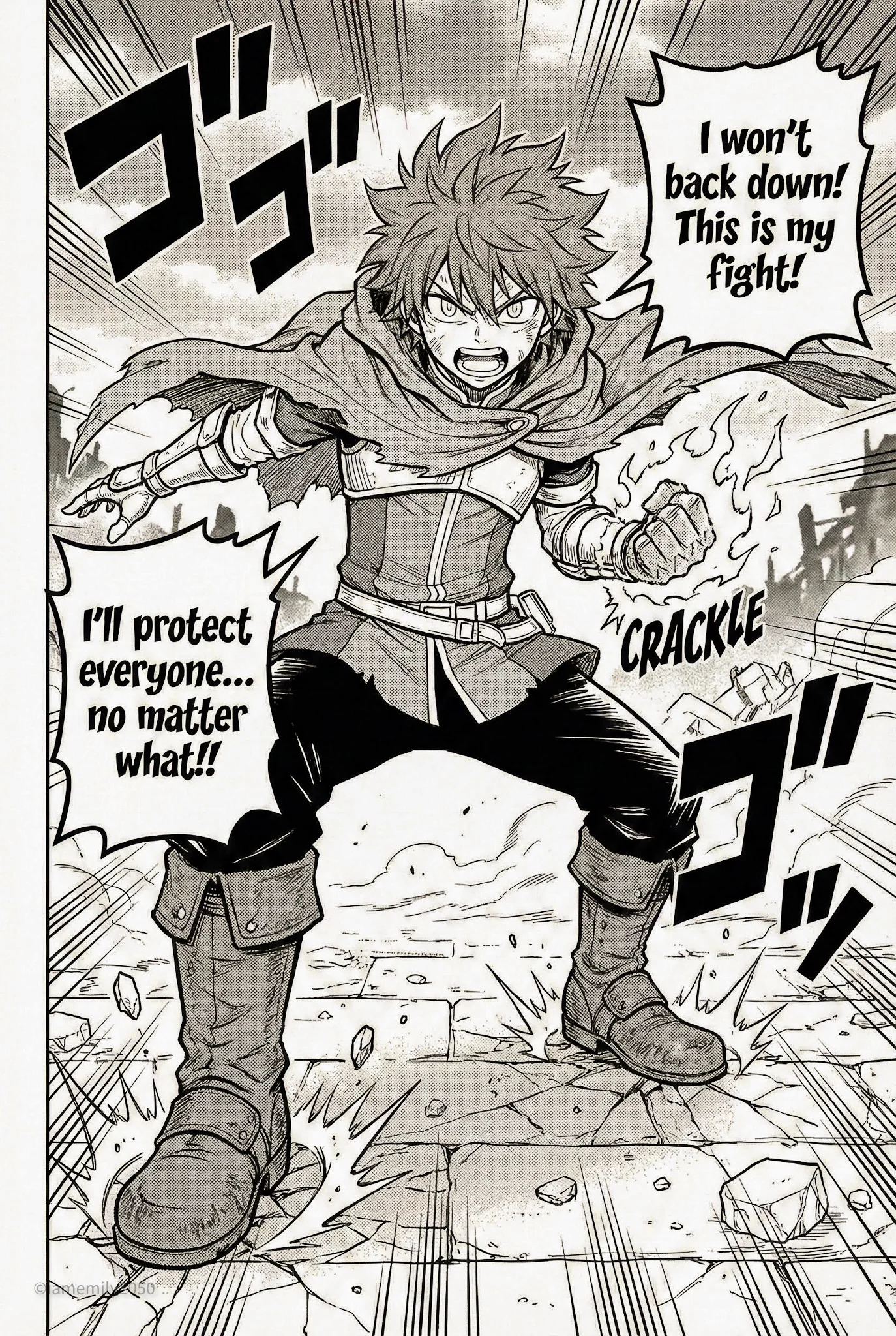 High-Energy Battle Scene in Modern Shonen Manga Style