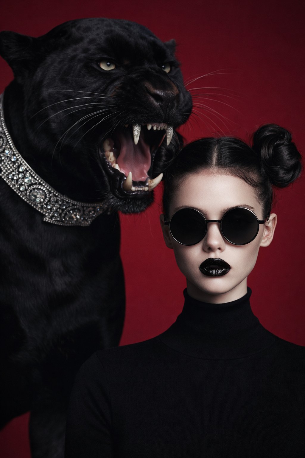High-Fashion Portrait with Black Panther