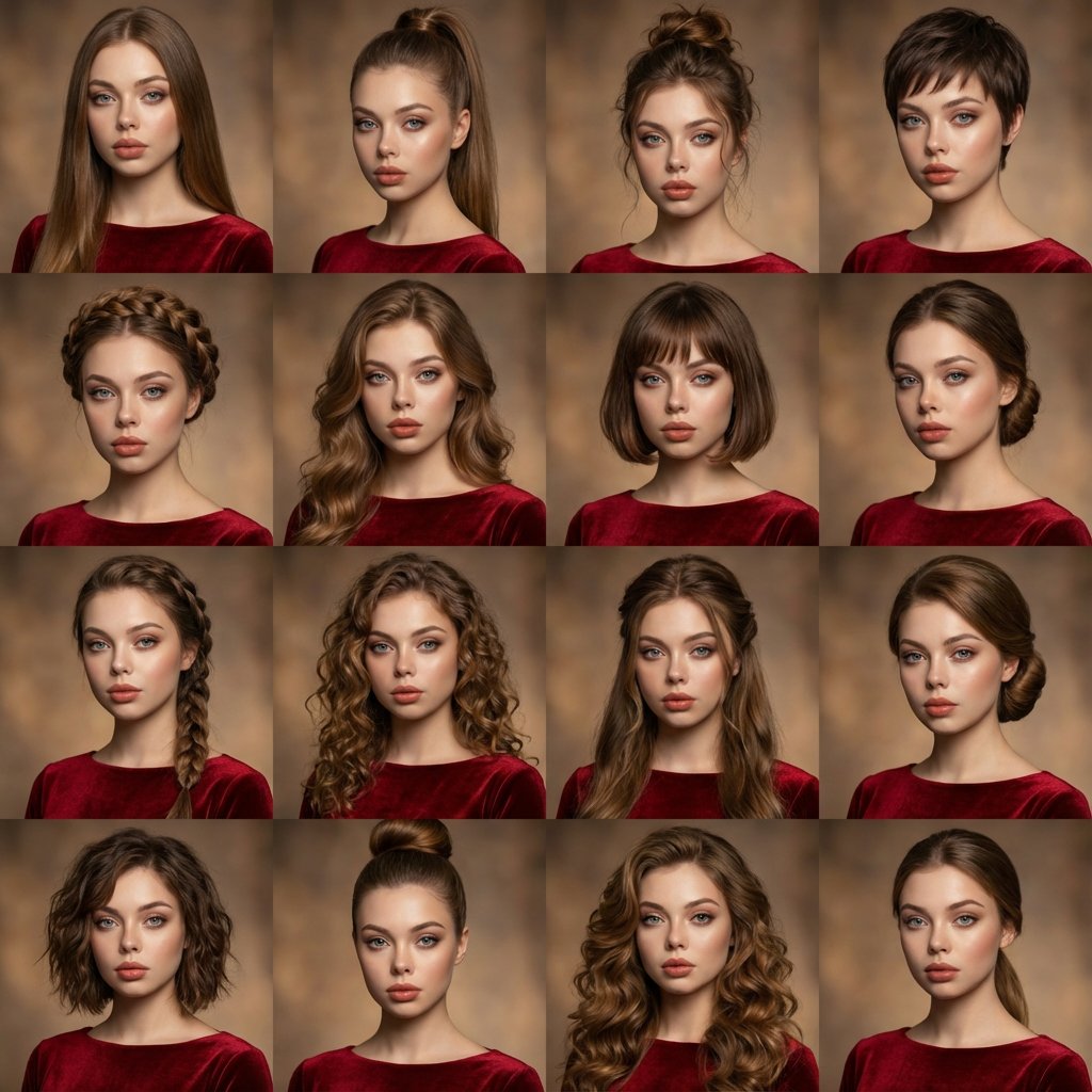 High-Quality Hairstyle Variation Collage