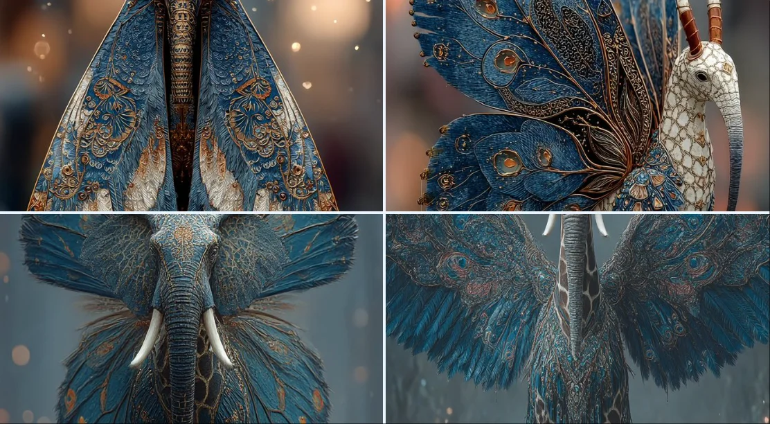 Highly Detailed and Surreal Mythical Bird Creature Depiction