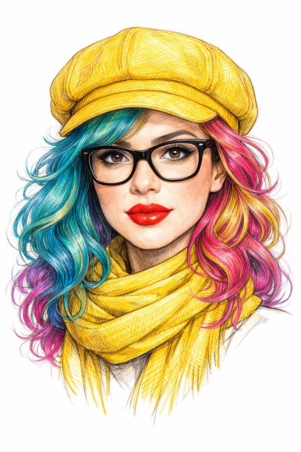 Highly Detailed Digital Line Art Portrait