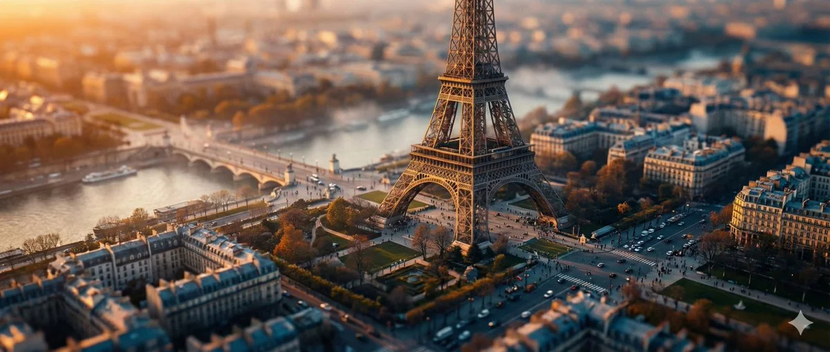 Highly Detailed Tilt-Shift Photography of [LOCATION]'s Whimsical Miniature Landscape