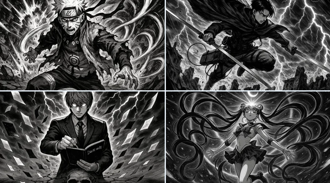Highly Dramatic Black and White Manga-Style Illustration