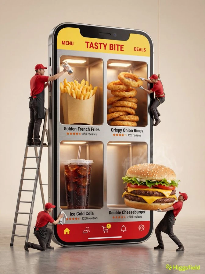 Hyper-realistic 3D Commercial Photograph of a Giant Smartphone