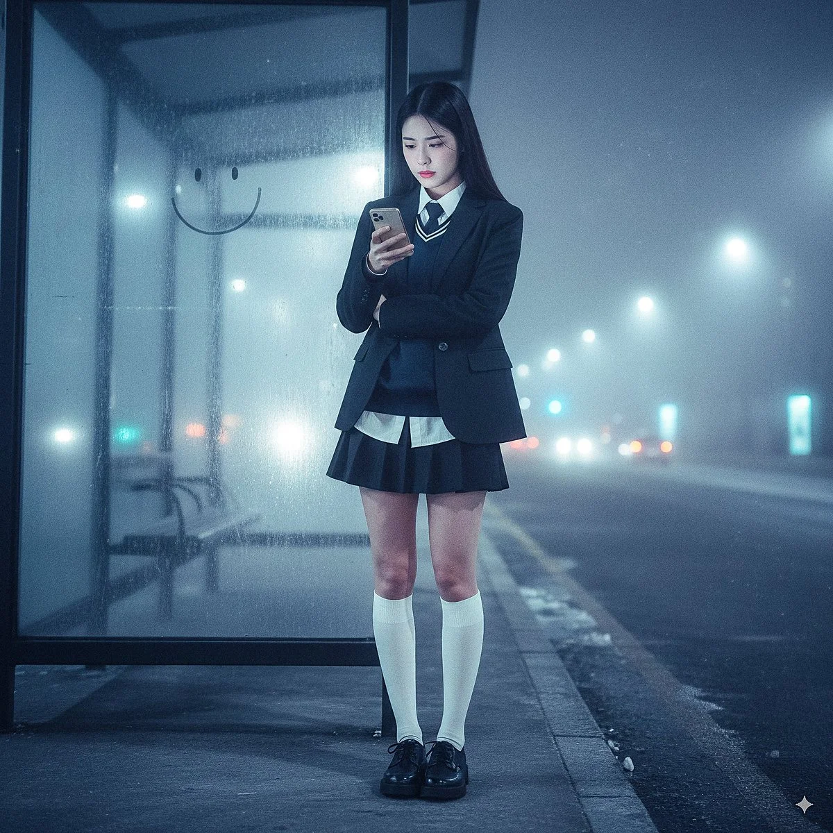 Hyper-Realistic 4K Full-Body Night-Time Portrait of a 23-Year-Old Korean Woman