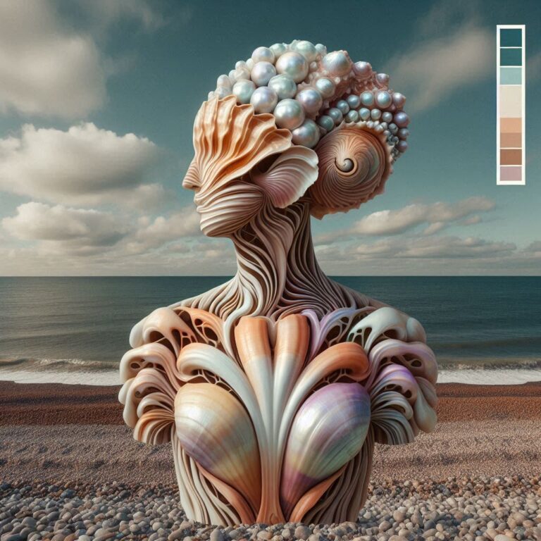 Surreal Fusion of Human and Seashell