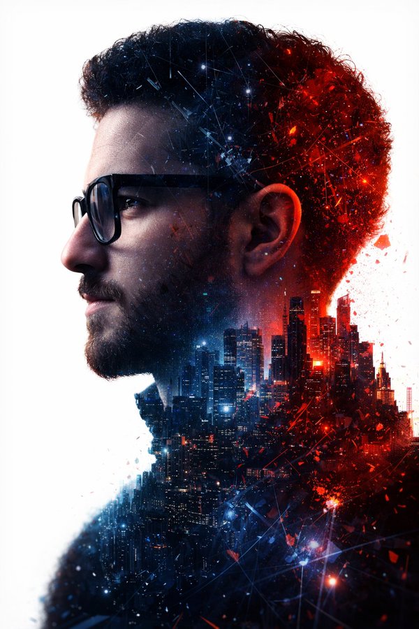 Hyper-realistic Double Exposure Portrait