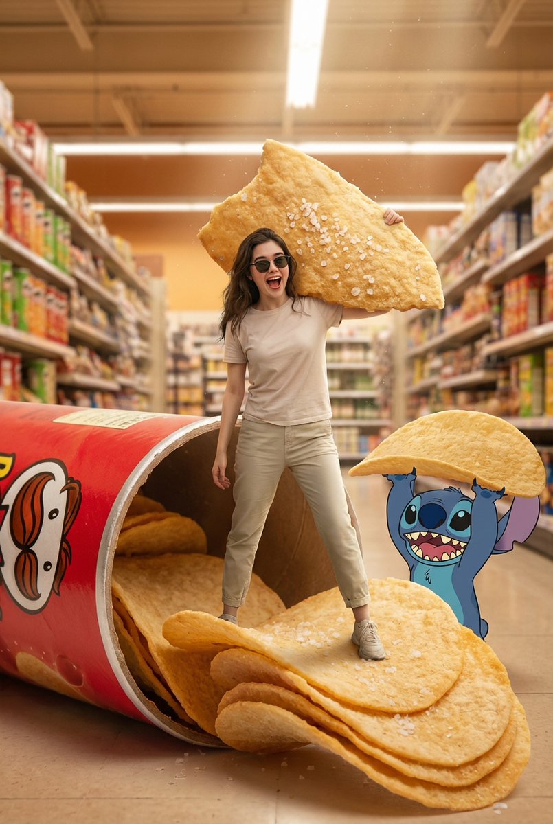 Hyper-realistic Giant Pringles Can with Stitch