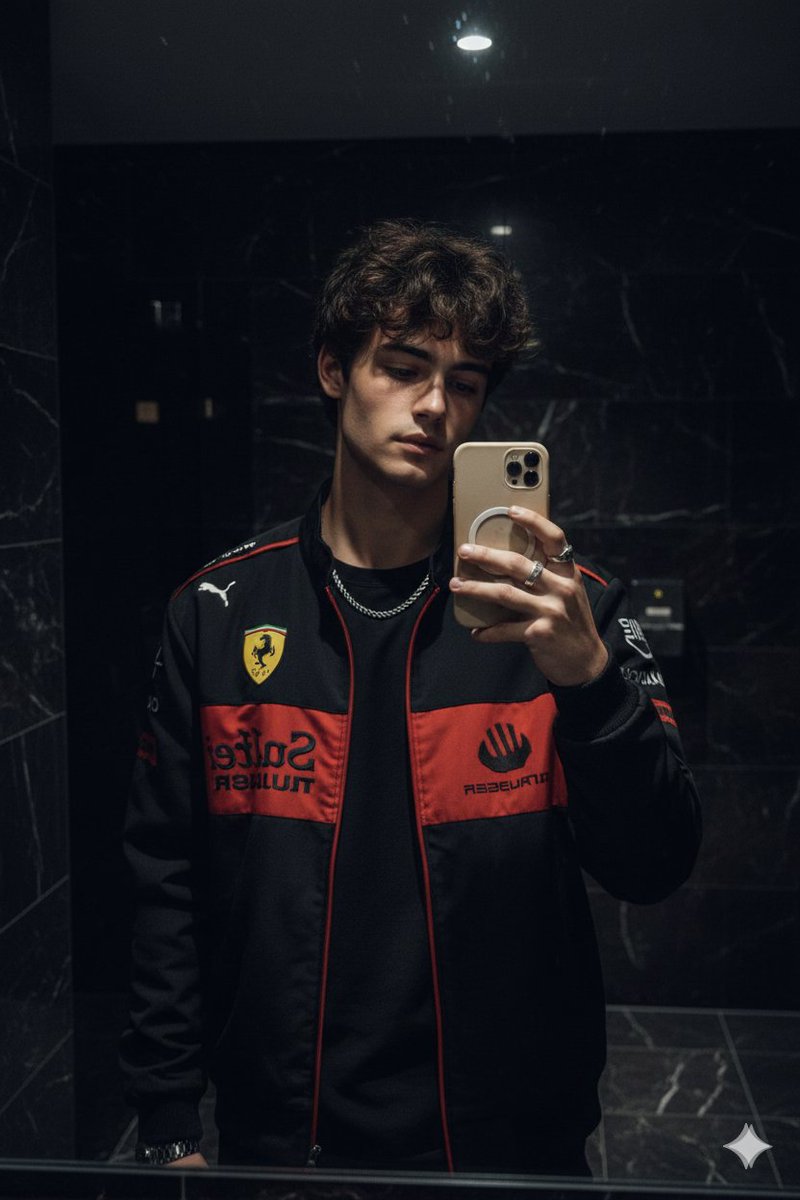 Hyper-realistic Mirror Selfie with Ferrari Jacket
