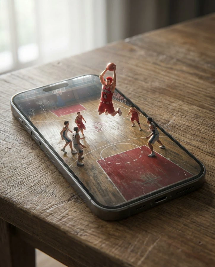 Hyper Realistic Phone Screen as Olympic Pool