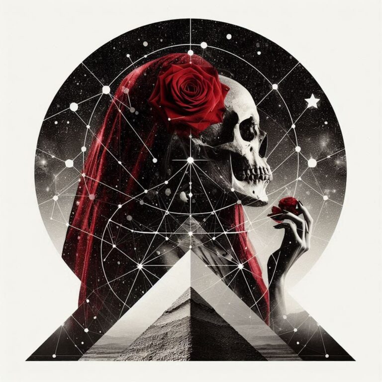 Surreal Double Exposure with Lady and Skulls