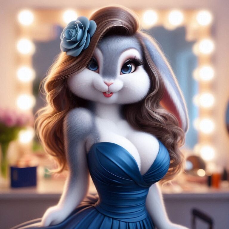 Curvy Rabbit in Blue Dress