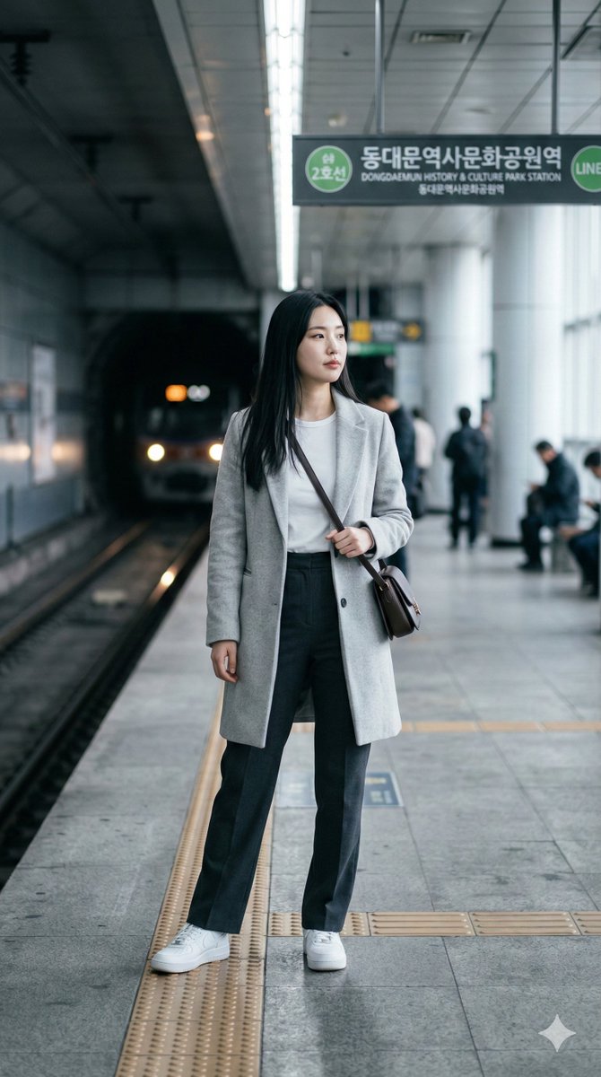 Korean woman on subway platform