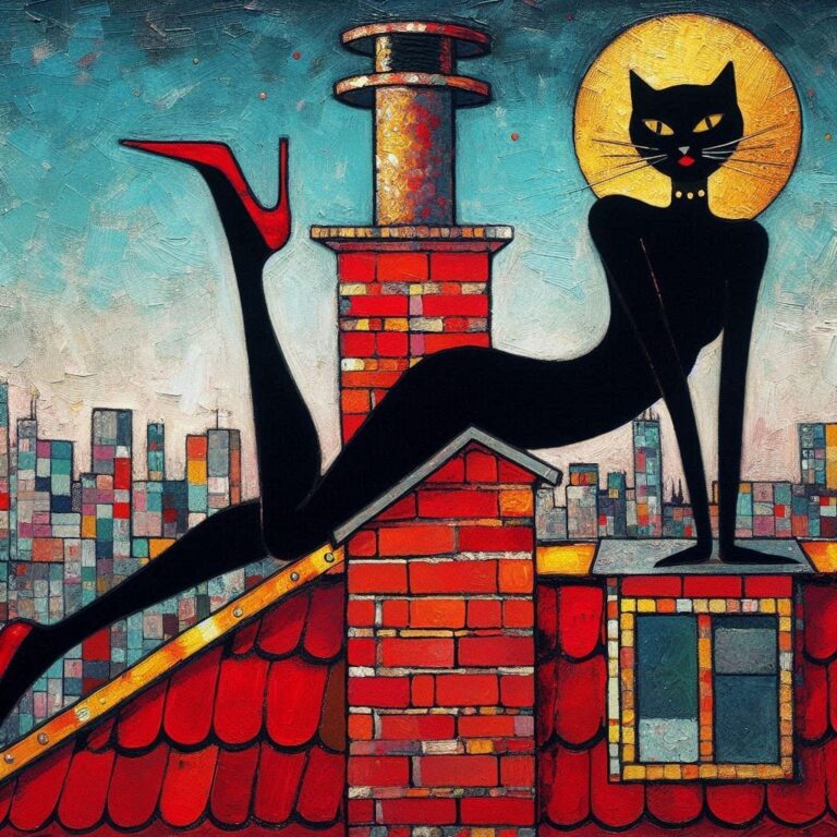 Whimsical Black Girl on Skyscraper Roof