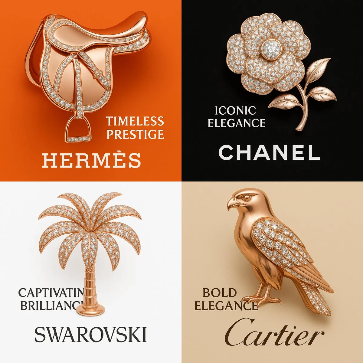 Luxury Brand Sculpture Design, Rose Gold Rose with Crystal Textures