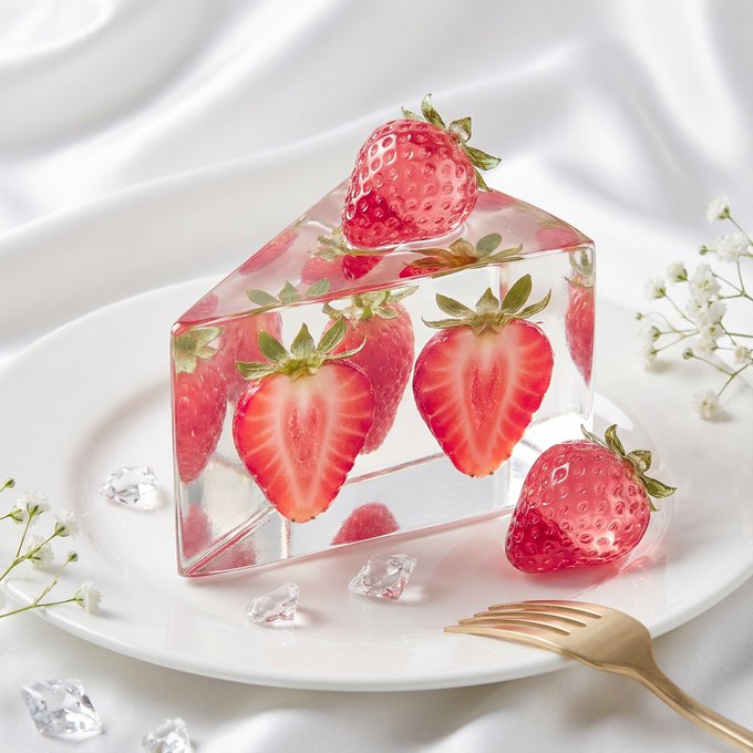 Luxury Fashion-Editorial Still Life of a Sharp Triangular Prism Cake Slice