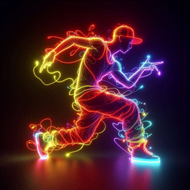 Neon Hip Hop Dancer Illustration