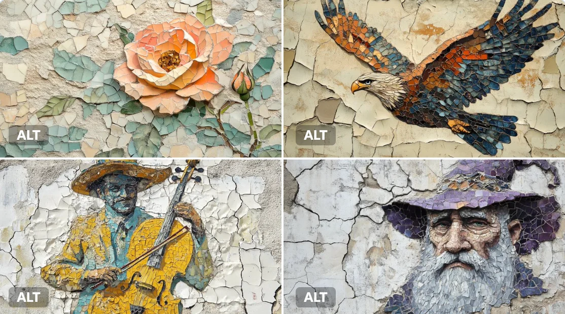 Mosaic Mural of Ceramic and Glass Shards