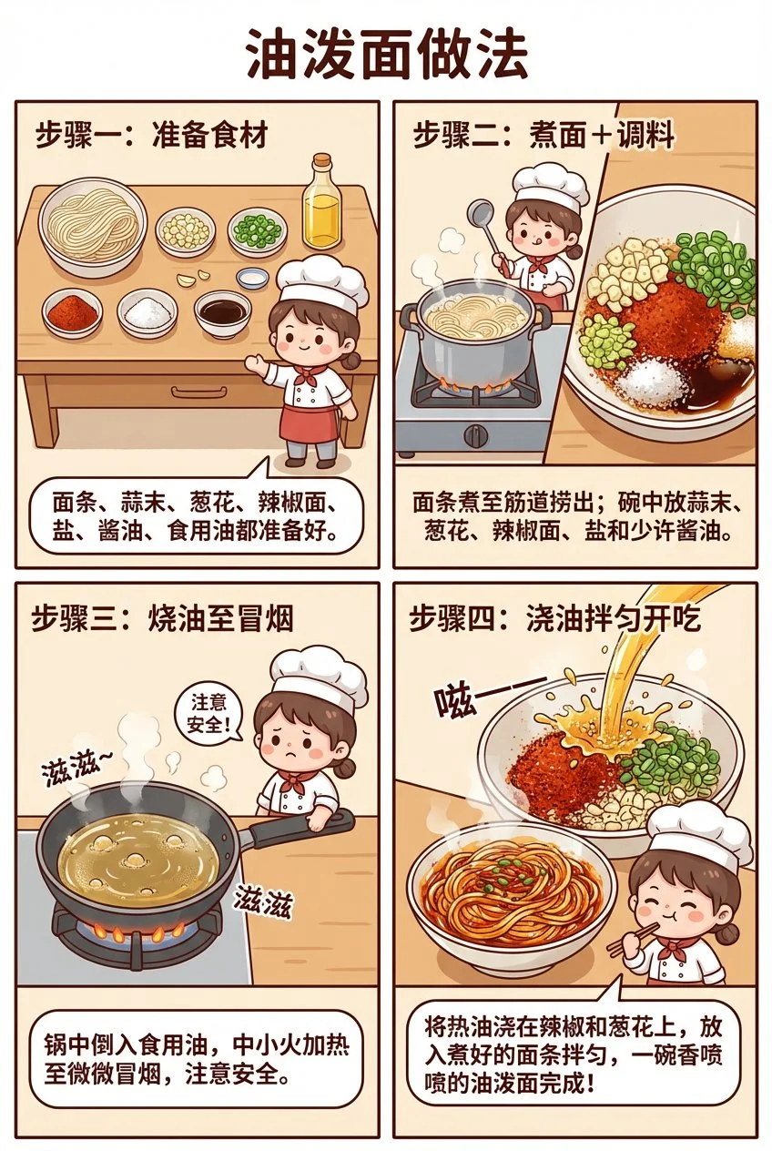 Nano Banana Prompt for Oil-Splashed Noodles How-to Comic
