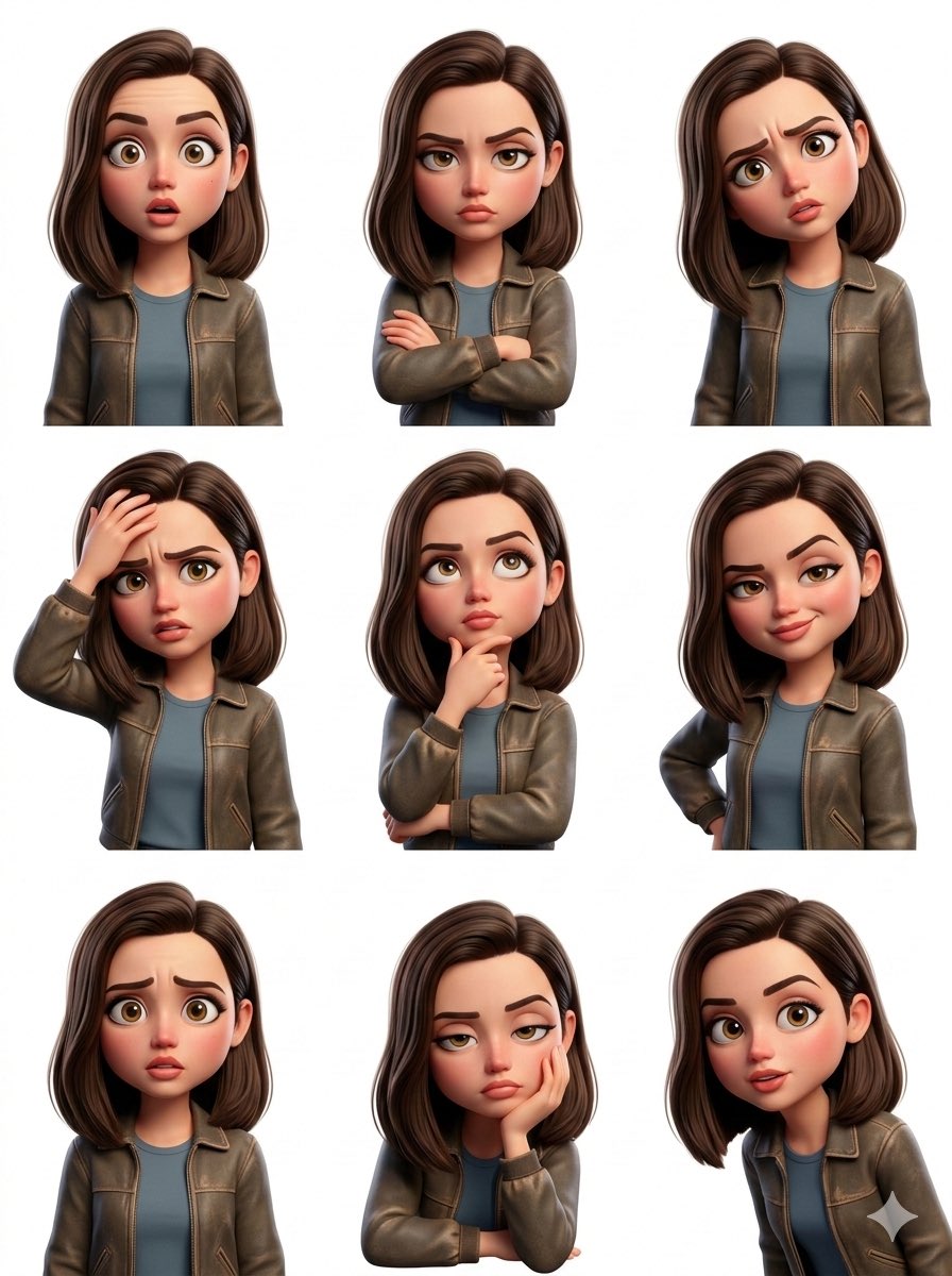 Pixar Style 3x3 Emotion Sticker