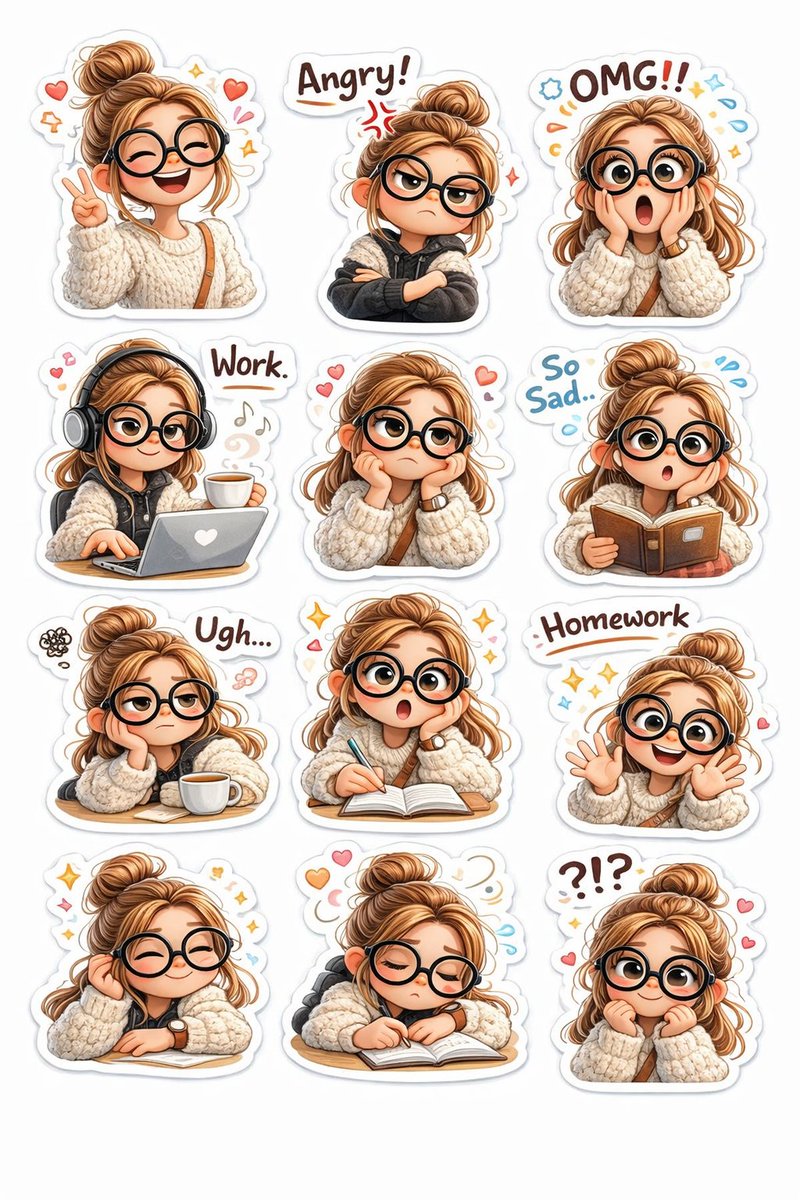 Pixar-style Cute 3D Sticker Sheet