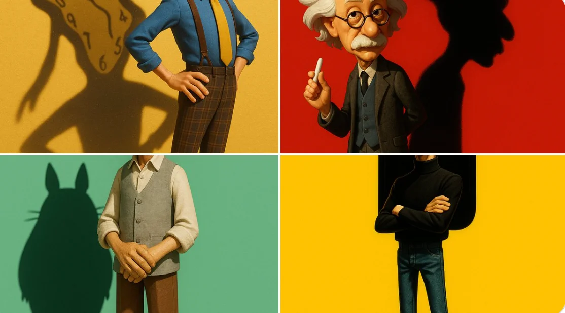 Pixar-Style Salvador Dalí 3D Character with Melting Clock Shadow