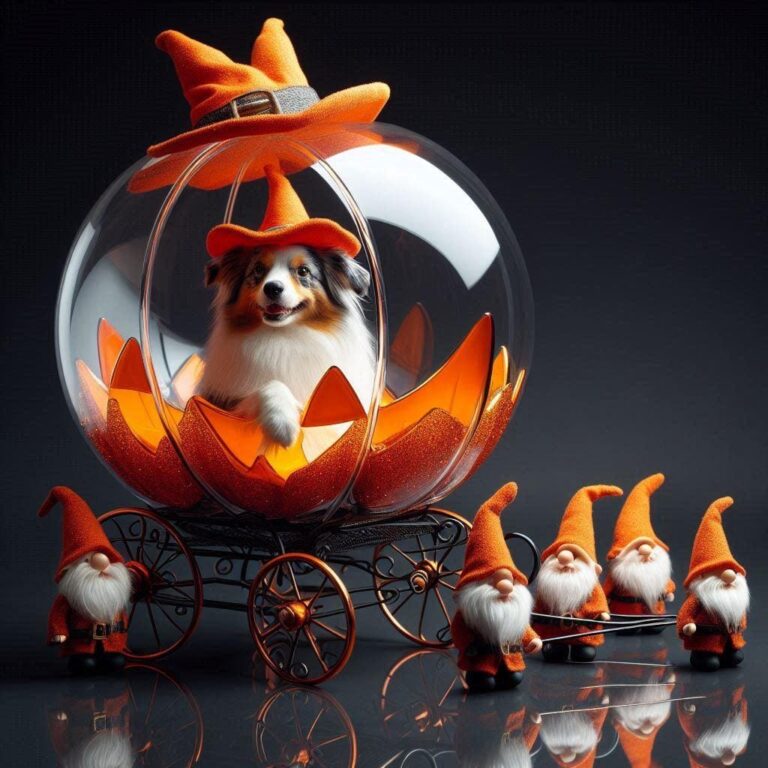 Glass Jack-O-Lantern Carriage with Gnomes