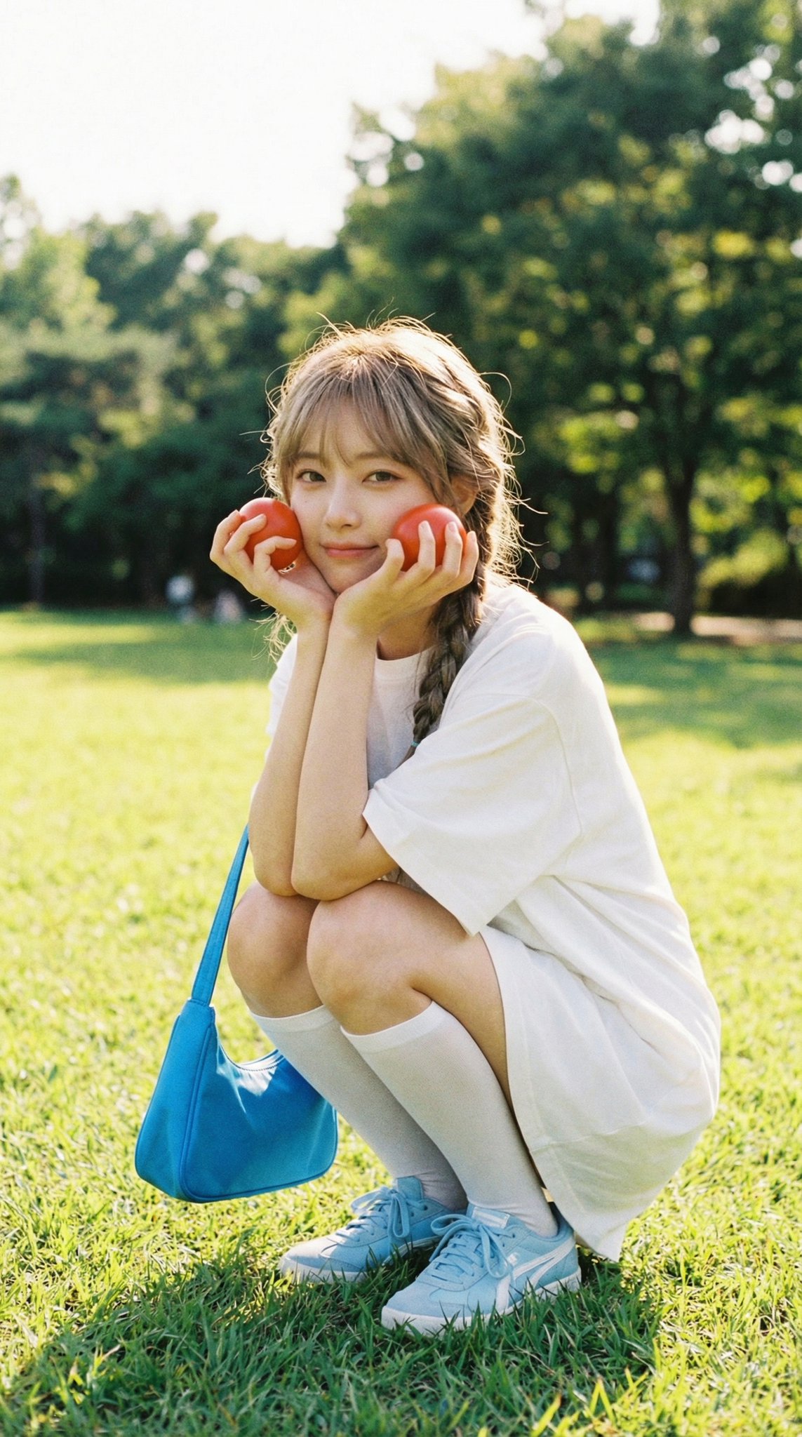 Portrait of a Young Woman Playing in a Park